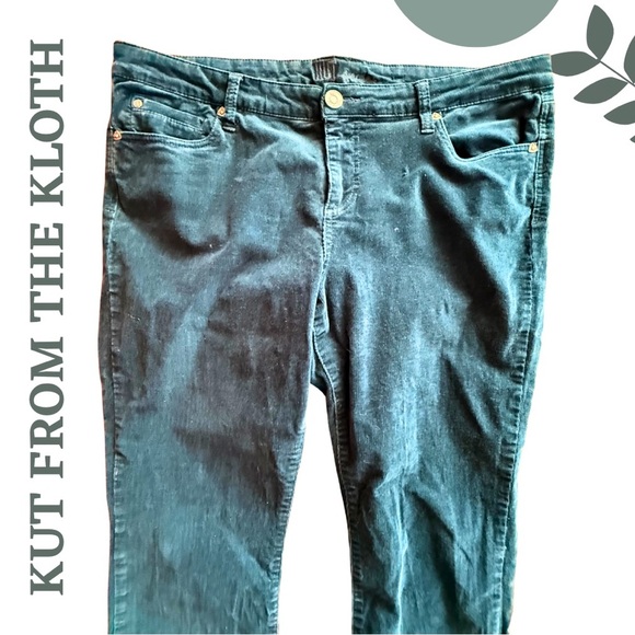 Kut From The Kloth Catherine Corduroy Boyfriend Pants - Jewel Tone Green Size 16 - Picture 5 of 11